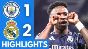 Man City 1-2 Real Madrid (1-5 agg): Vinícius Jr. Braces as 10-Man City Exit UCL 